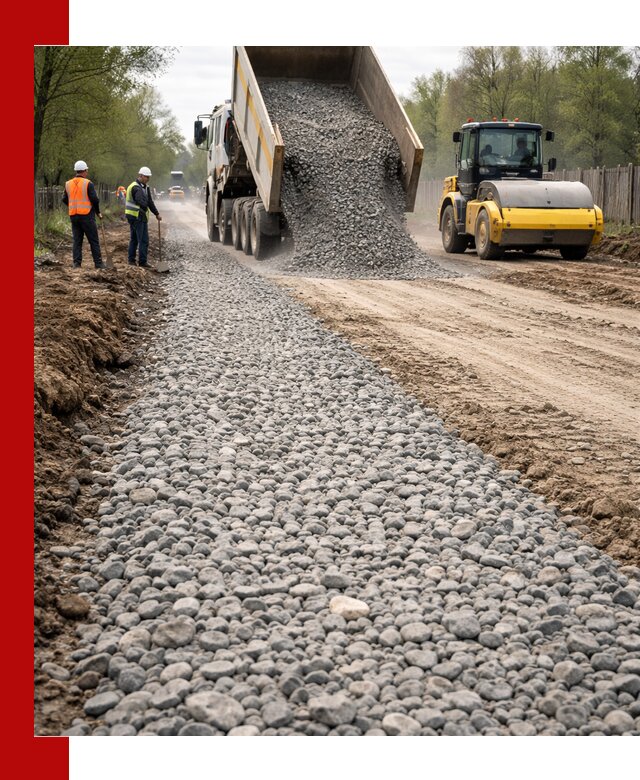 Доставка щебня для отсыпки дорог в Таганроге высокого качества