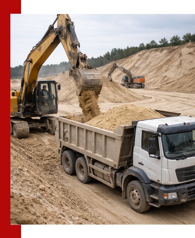 Доставка карьерного песка с самосвалами и разгрузкой в Таганроге