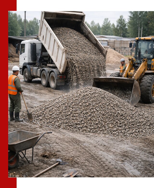 Мытый гравий с доставкой в Таганроге от карьера до участка