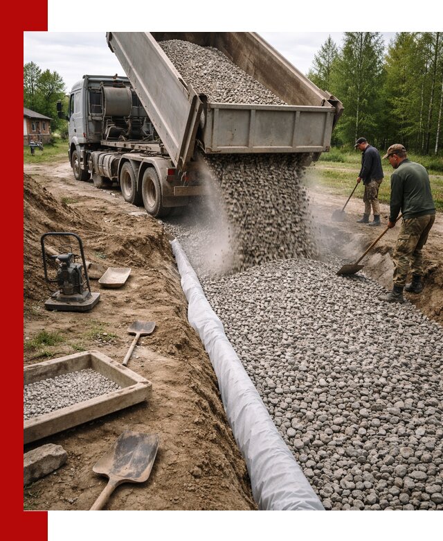 Гравий для дренажа с доставкой в Таганроге качественный и недорогой