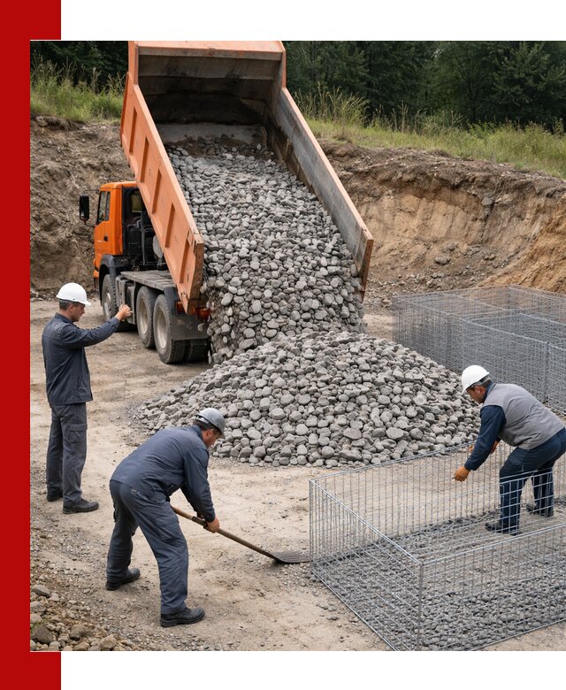 Камень для габионов с доставкой в Таганроге быстро и надёжно