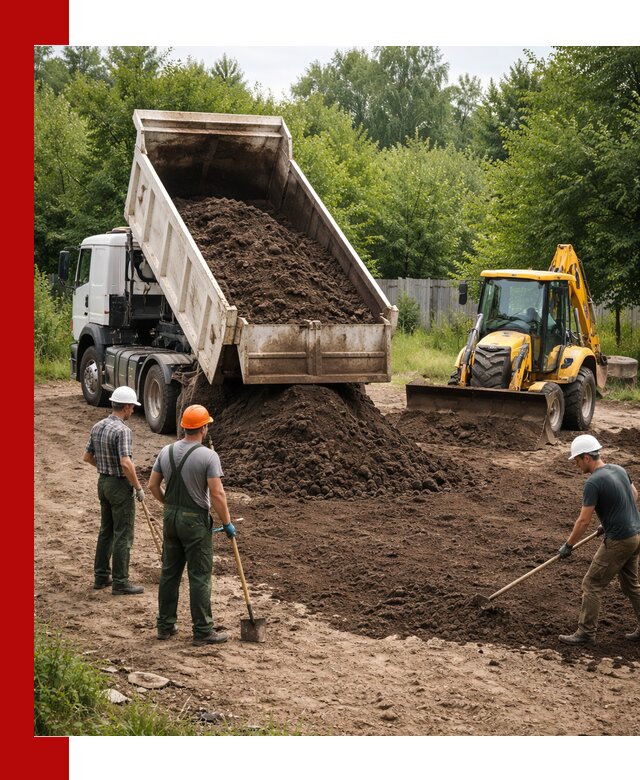 Доставка и укладка грунта для выравнивания участка в Таганроге