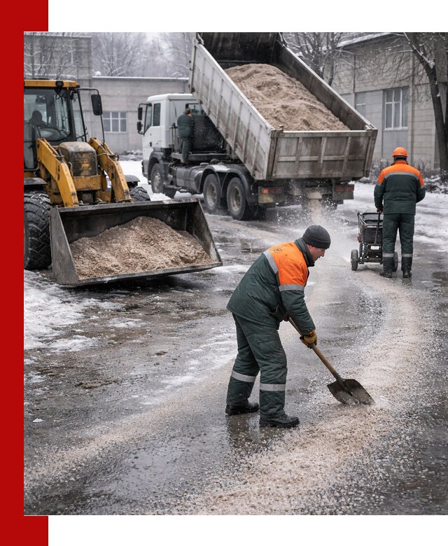 Реагент против гололеда с доставкой и нанесением в Таганроге