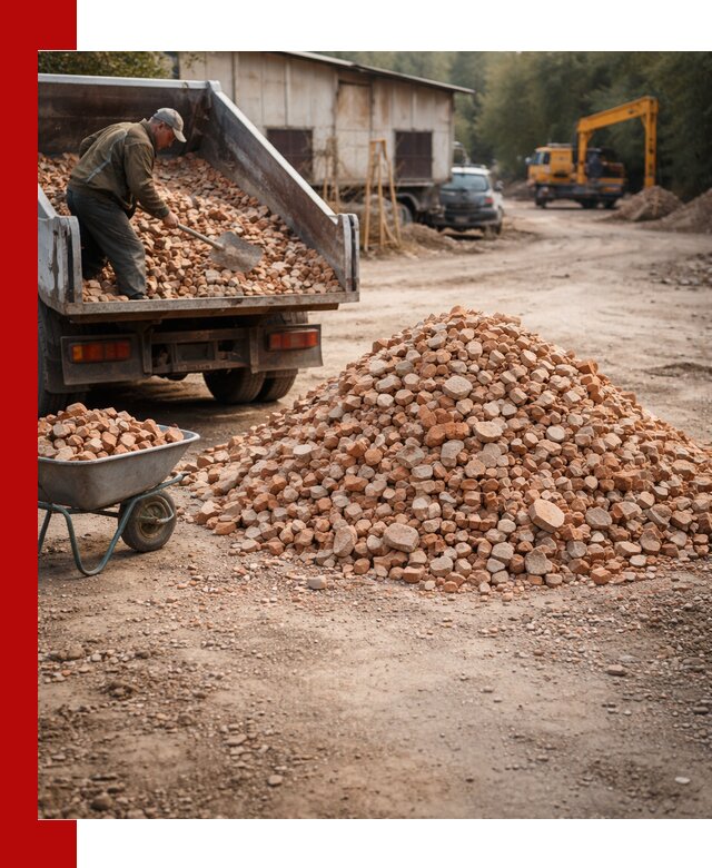 Доставка и подушка из боя кирпича с разгрузкой в Таганроге