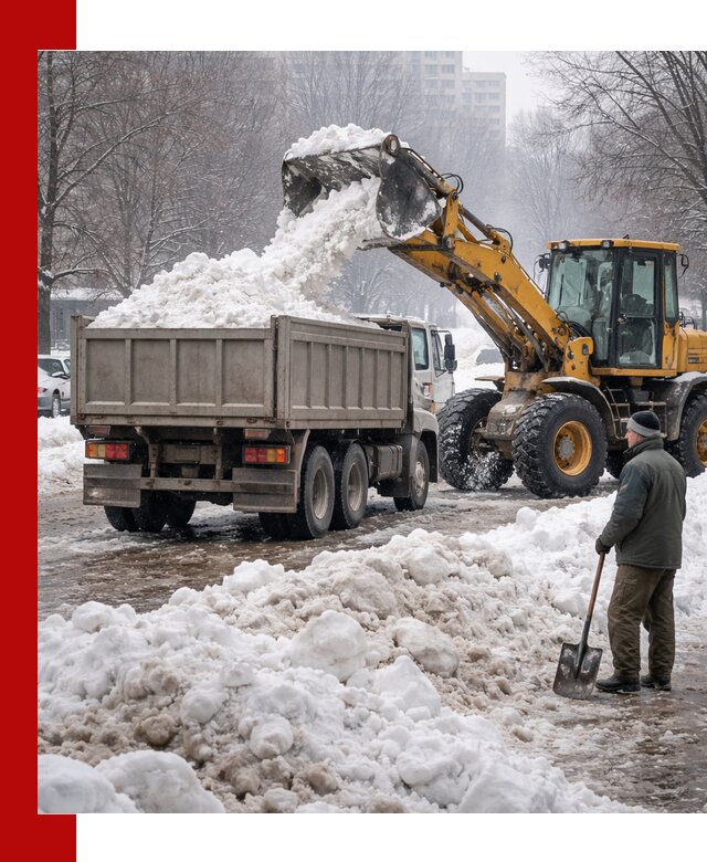 Вывоз снега грузовой техникой в Таганроге оперативно и чисто