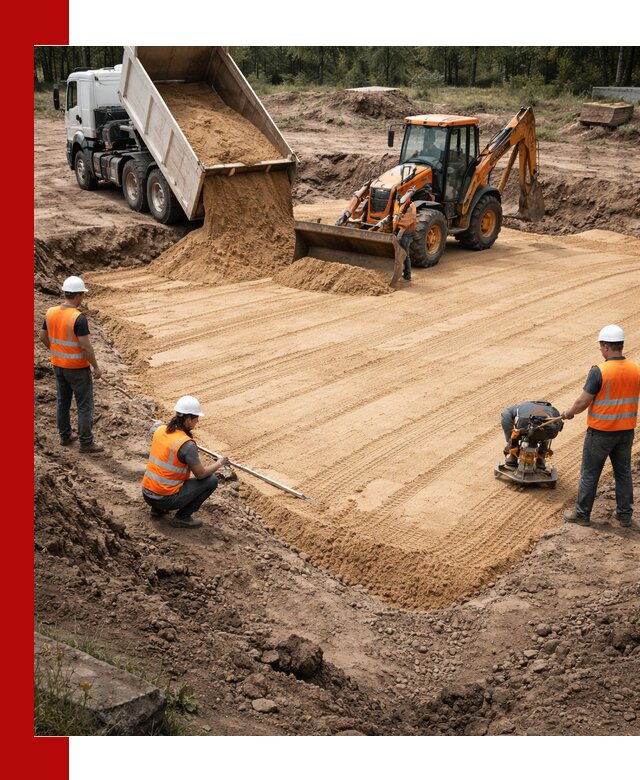 Устройство песчаной подушки для фундаментов и дорог в Таганроге